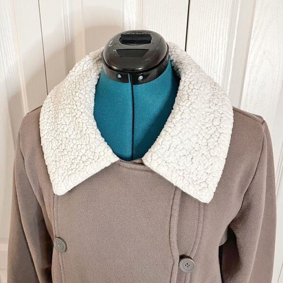 Gap Faux Sherpa Collar Aviator Pilot Biker Moto Double Breasted Button Jacket - Picture 4 of 16